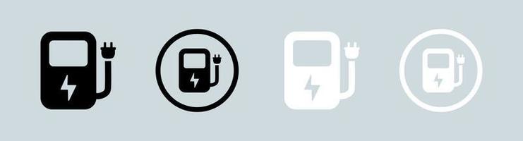 Electric vehicle charging station icon in black and white colors. vector