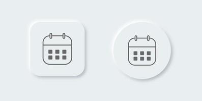 Calendar Icon collection in neomorphic design style. Appointment schedule flat icon icon. vector
