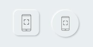 Smartphone or handphone scan icon in neomorphic design style. Mobile phone vector illustration.