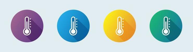 Temperature symbol icon set in flat design style. Vector illustration.
