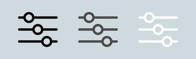 Setting adjustment icon set in black and white colors. Setting panel or preference slider icon. vector