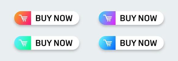 Buy now gradient button with cart symbol. Buy now vector collection.