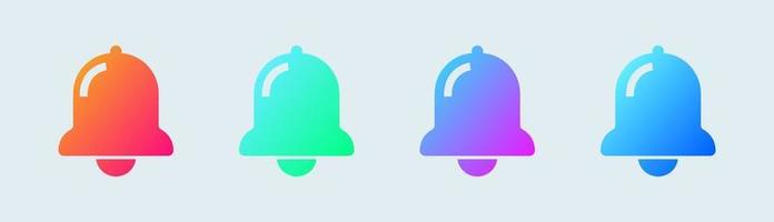 Notification or bell icon set in solid gradient colors. Social media element. vector