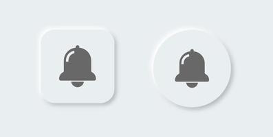 Notification or bell icon set in solid neomorphic design style. Alarm symbol. vector