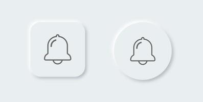 Notification or bell icon set in line neomorphic design style. Alarm symbol. vector