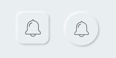 icono de notificación o campana establecido en estilo de diseño neomórfico de línea. símbolo de alarma vector