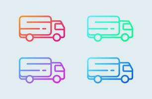 Truck line icon for transportation, commerce apps and websites in gradient colors. Delivery icons set. vector