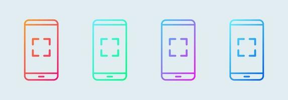 Smartphone or handphone scan icon in gradient colors. Mobile phone vector illustration.