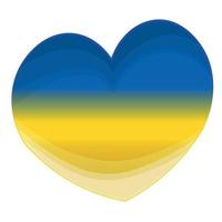 Ukraine flag icon in the shape of heart isolated on white. Vector Ukrainian symbol, button.