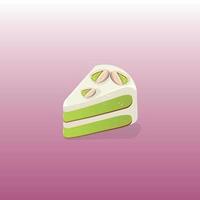 Delicious pistachio cake. Vector cartoon illustration