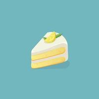 Delicious lemon cake with icing and decorative slice. Vector illustration