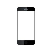 Realistic black smartphone with white screen, menu button and camera on phone, vector illustration