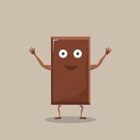 Cute chocolate piece character. Cartoon emoticon vector illustration. Funny chocolate bar emoji.