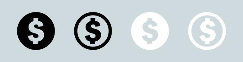 icono de billete de un dólar en círculo de colores blanco y negro. icono de vector de moneda americana.