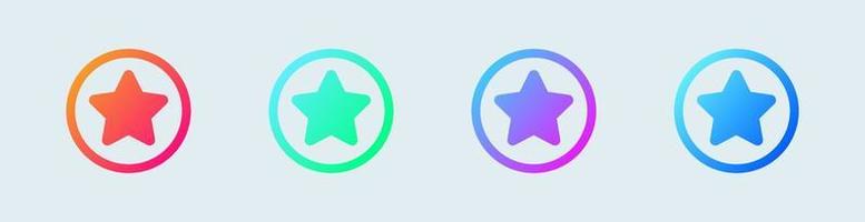 icono de estrellas en círculo y colores degradados. icono de vector de interfaz de usuario.