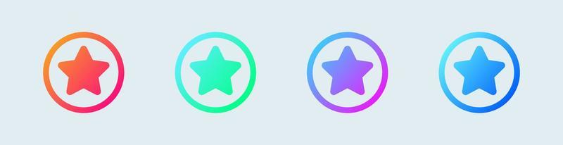 Stars icon set in circle and gradient colors. User interface vector icon.