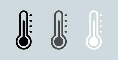 Thermometer icon collection in black and white colors. Vecor illustration.