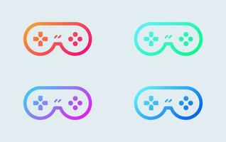 consola de juegos o icono de joystick en colores degradados. conjunto de iconos de línea de gamepad. vector