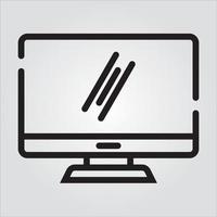 Isolated LED Monitor Computer Component Outline EPS 10 Graphic vector