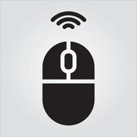 Isolated Wireless Mouse Computer Component Glyph EPS 10 Graphic vector
