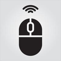 Isolated Wireless Mouse Computer Component Glyph EPS 10 Graphic vector