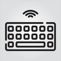 Isolated Wireless Keyboard Computer Component Outline EPS 10 Graphic vector