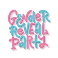 Gender Reveal Party Lettering Text. Realistic 3d Vector Illustration isolated on transparent background.