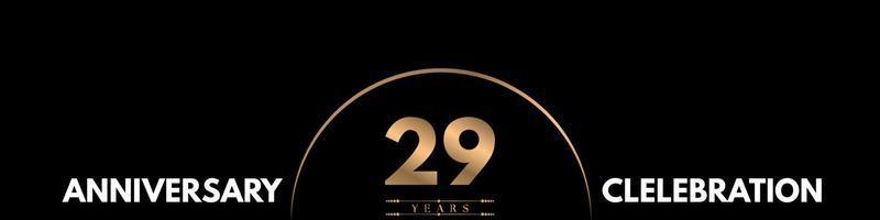 Celebración del aniversario de 29 años con un número elegante aislado en fondo negro. diseño vectorial para tarjeta de felicitación, fiesta de cumpleaños, boda, fiesta, ceremonia, tarjeta de invitación. vector