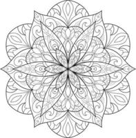 Circular Flower Mandala on White Free Vector