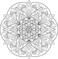 Circular Flower Mandala on White Free Vector