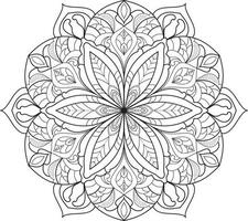 Mandala Flower in Black and White Free Vector