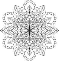 Mandala Flower in Black and White Free Vector