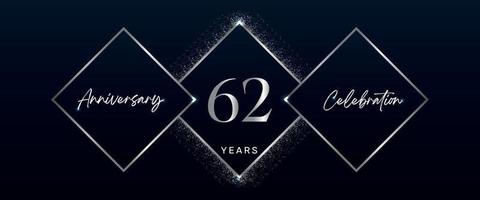 62 years anniversary celebration logotype. Vector design for anniversary celebration events, birthday party, greeting card, wedding, invitation card. 62 Year Anniversary Template Design Vector