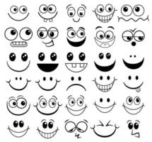 caras divertidas de dibujos animados felices básicos vector