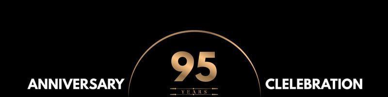 95 years anniversary celebration with elegant number isolated on black background. Vector design for greeting card, birthday party, wedding, event party, ceremony, invitation card.