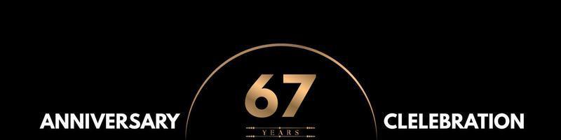 67 years anniversary celebration with elegant number isolated on black background. Vector design for greeting card, birthday party, wedding, event party, ceremony, invitation card.