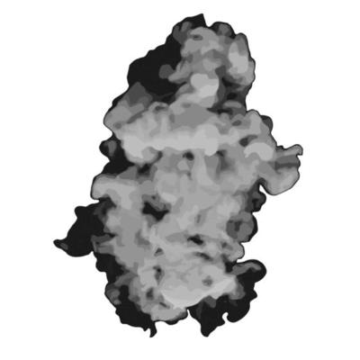 Dense gray cloud of smoke, vector isolated.
