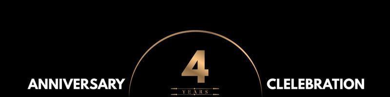 Celebración del aniversario de 4 años con un número elegante aislado en fondo negro. diseño vectorial para tarjeta de felicitación, fiesta de cumpleaños, boda, fiesta, ceremonia, tarjeta de invitación. vector