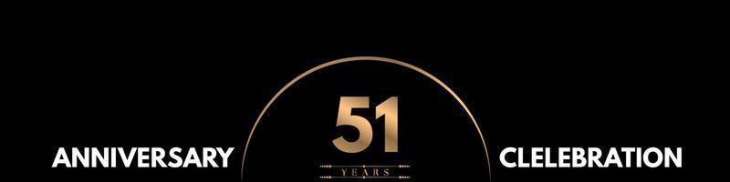 51 years anniversary celebration with elegant number isolated on black background. Vector design for greeting card, birthday party, wedding, event party, ceremony, invitation card.