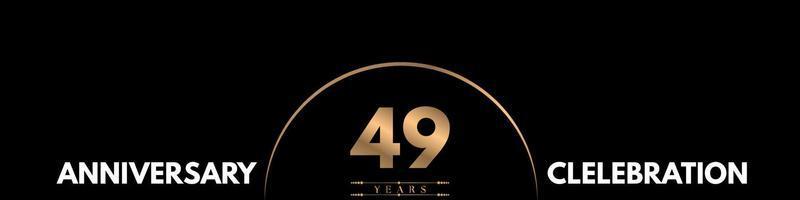Celebración del aniversario de 49 años con un número elegante aislado en fondo negro. diseño vectorial para tarjeta de felicitación, fiesta de cumpleaños, boda, fiesta, ceremonia, tarjeta de invitación. vector