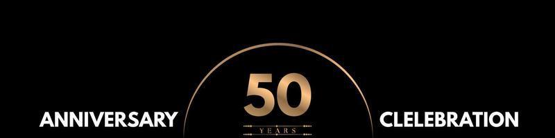 50 years anniversary celebration with elegant number isolated on black background. Vector design for greeting card, birthday party, wedding, event party, ceremony, invitation card.