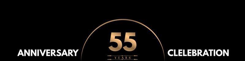 55 years anniversary celebration with elegant number isolated on black background. Vector design for greeting card, birthday party, wedding, event party, ceremony, invitation card.