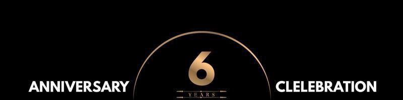 6 years anniversary celebration with elegant number isolated on black background. Vector design for greeting card, birthday party, wedding, event party, ceremony, invitation card.