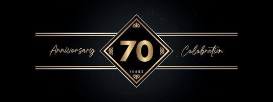 70 years anniversary golden color with decorative frame isolated on black background for anniversary celebration event, birthday party, brochure, greeting card. 70 Year Anniversary Template Design vector