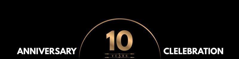 10 years anniversary celebration with elegant number isolated on black background. Vector design for greeting card, birthday party, wedding, event party, ceremony, invitation card.