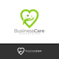 Love Care logo design vector, Creative Hand logo concepts template illustration. vector