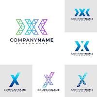 Set of Triangle X logo design vector, Creative X logo concepts template illustration. vector