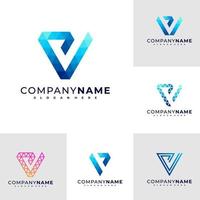 Set of Letter V P logo design vector, Creative V P logo concepts template illustration. vector