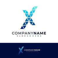 vector de diseño de logotipo de triángulo x, ilustración de plantilla de conceptos de logotipo de x creativo.