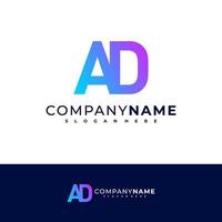 Letter A D logo design vector, Creative A D logo concepts template illustration. vector